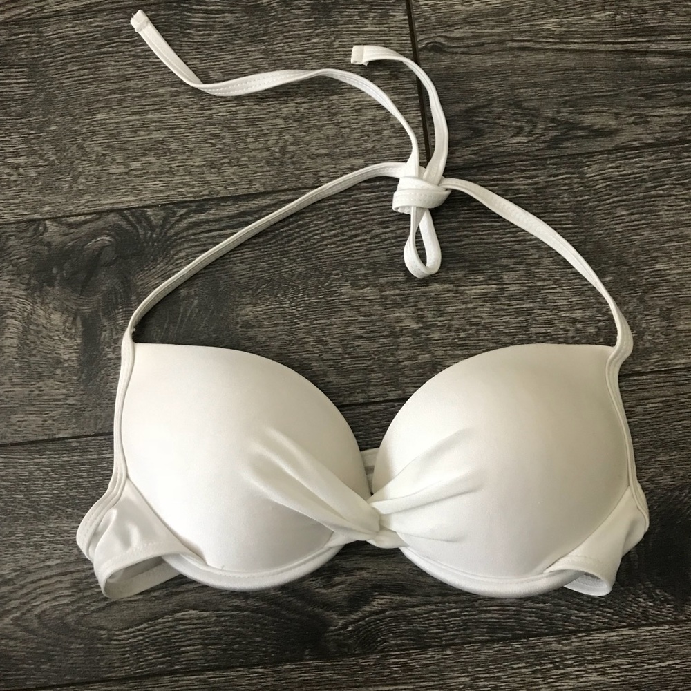 White Halter Twist Bikini Top